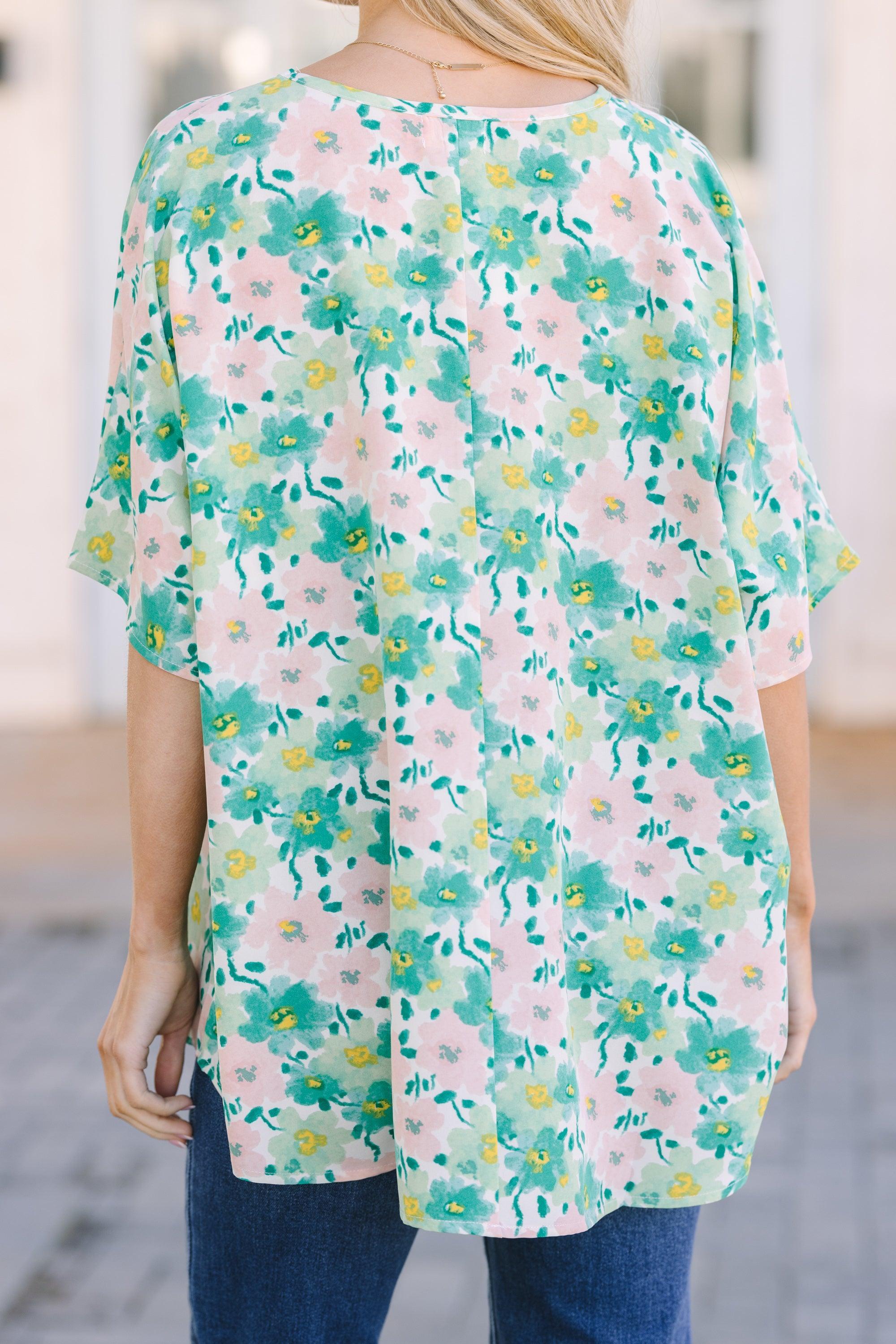 Couldn't Be Better Green Floral Top Female Product Image