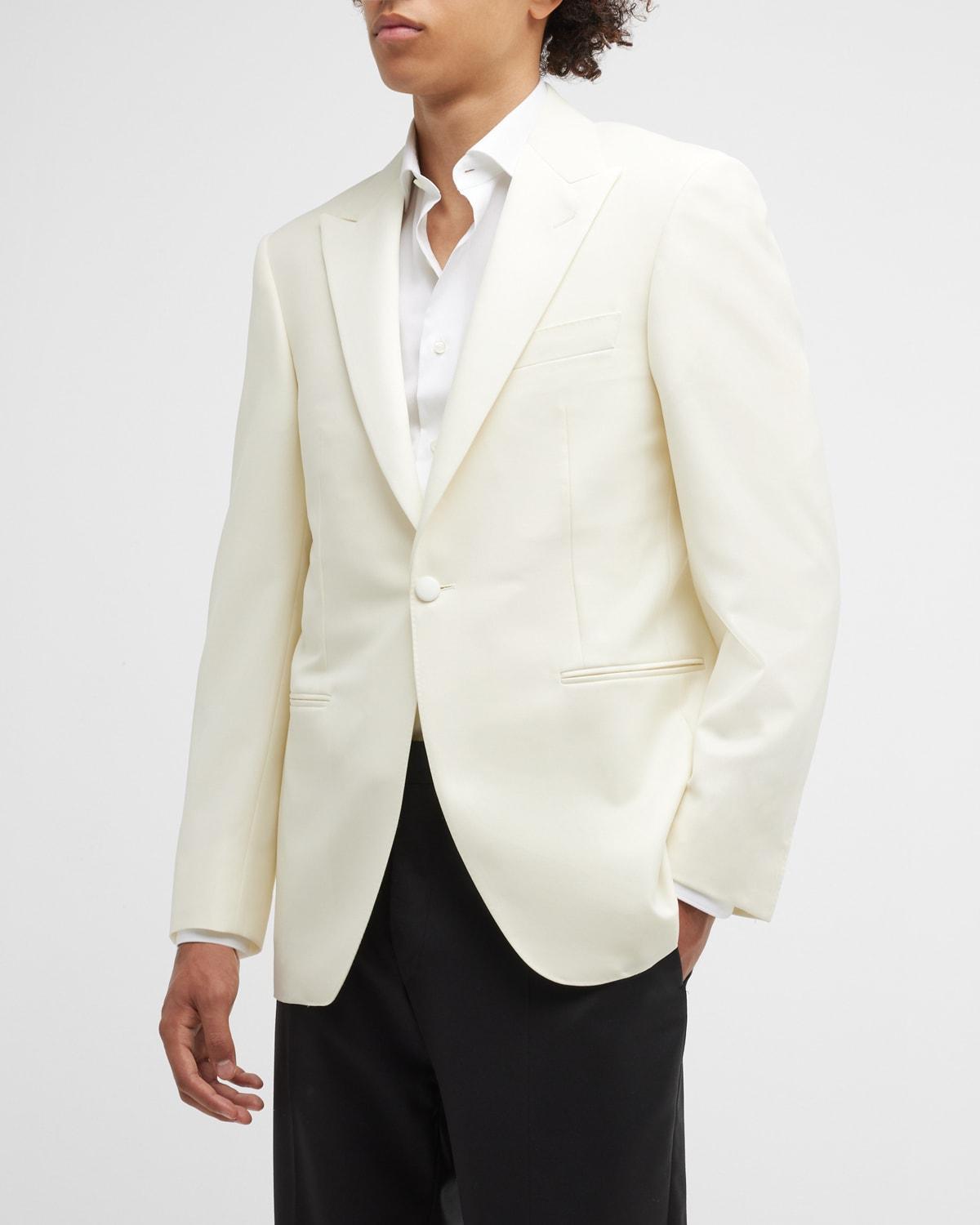 Canali Men's Solid Wool Dinner Jacket - Size: 54R EU (43R US) - WHITE Product Image