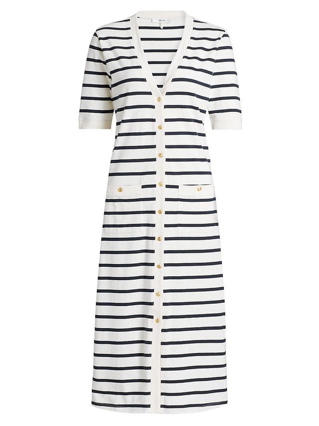 Womens Henley Striped Cotton Midi-Dress Product Image