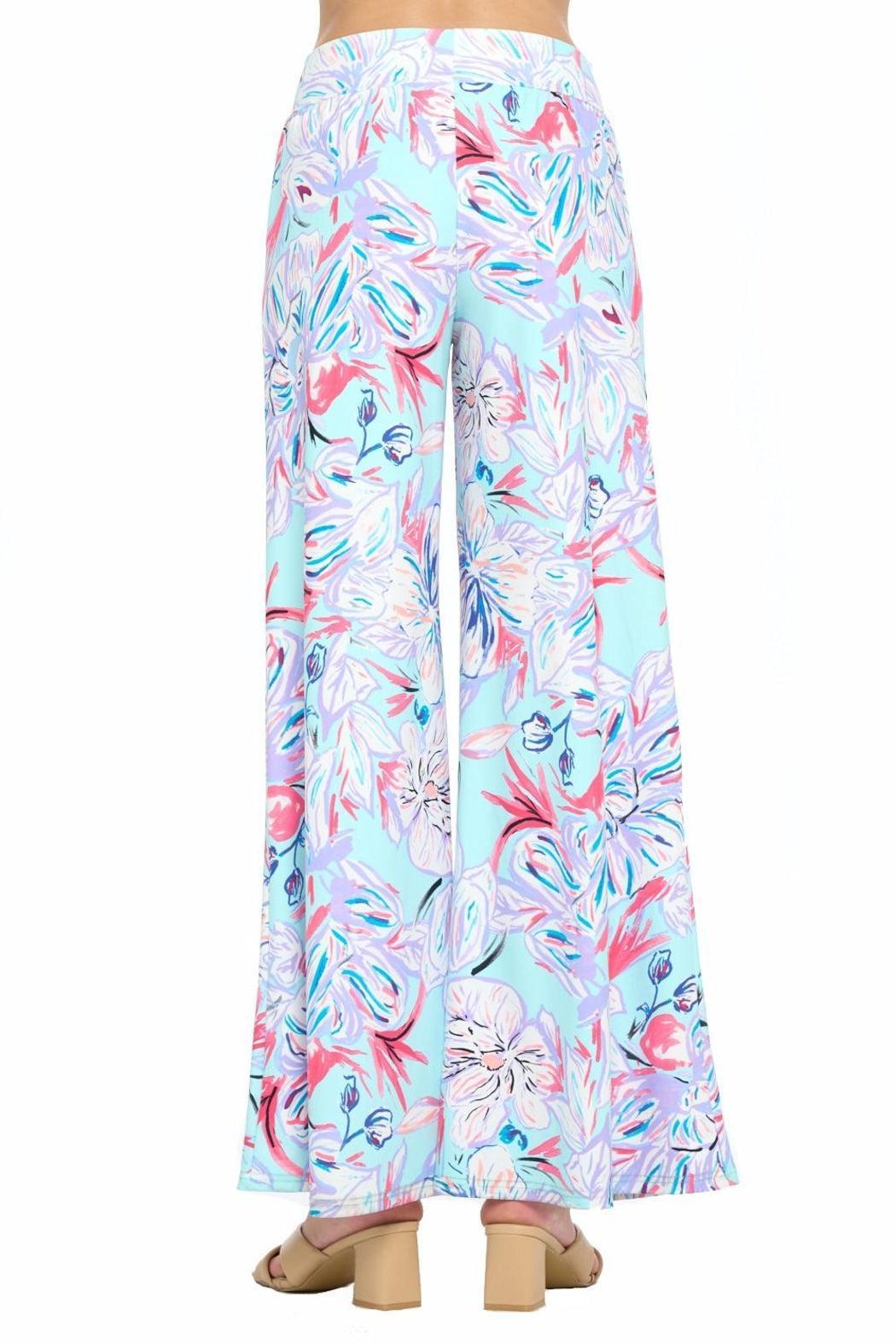 Aqua Floral Wide Leg Pant Female Product Image