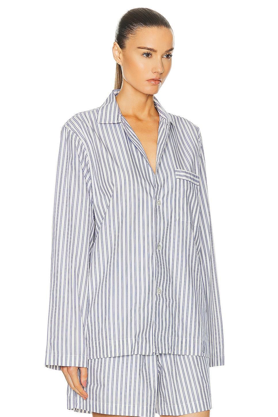 Tekla Long Sleeve Stripe Shirt in Blue Product Image