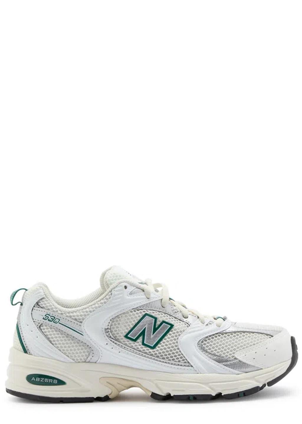 NEW BALANCE 530 Panelled Mesh Sneakers In White And Green Product Image