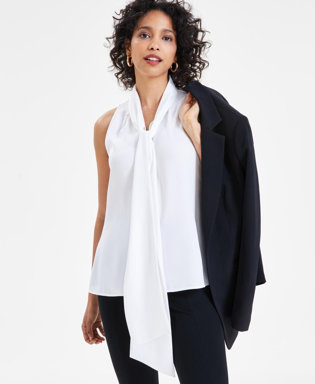 Bar Iii Womens Sleeveless Tie-Neck Blouse, Created for Macys Product Image