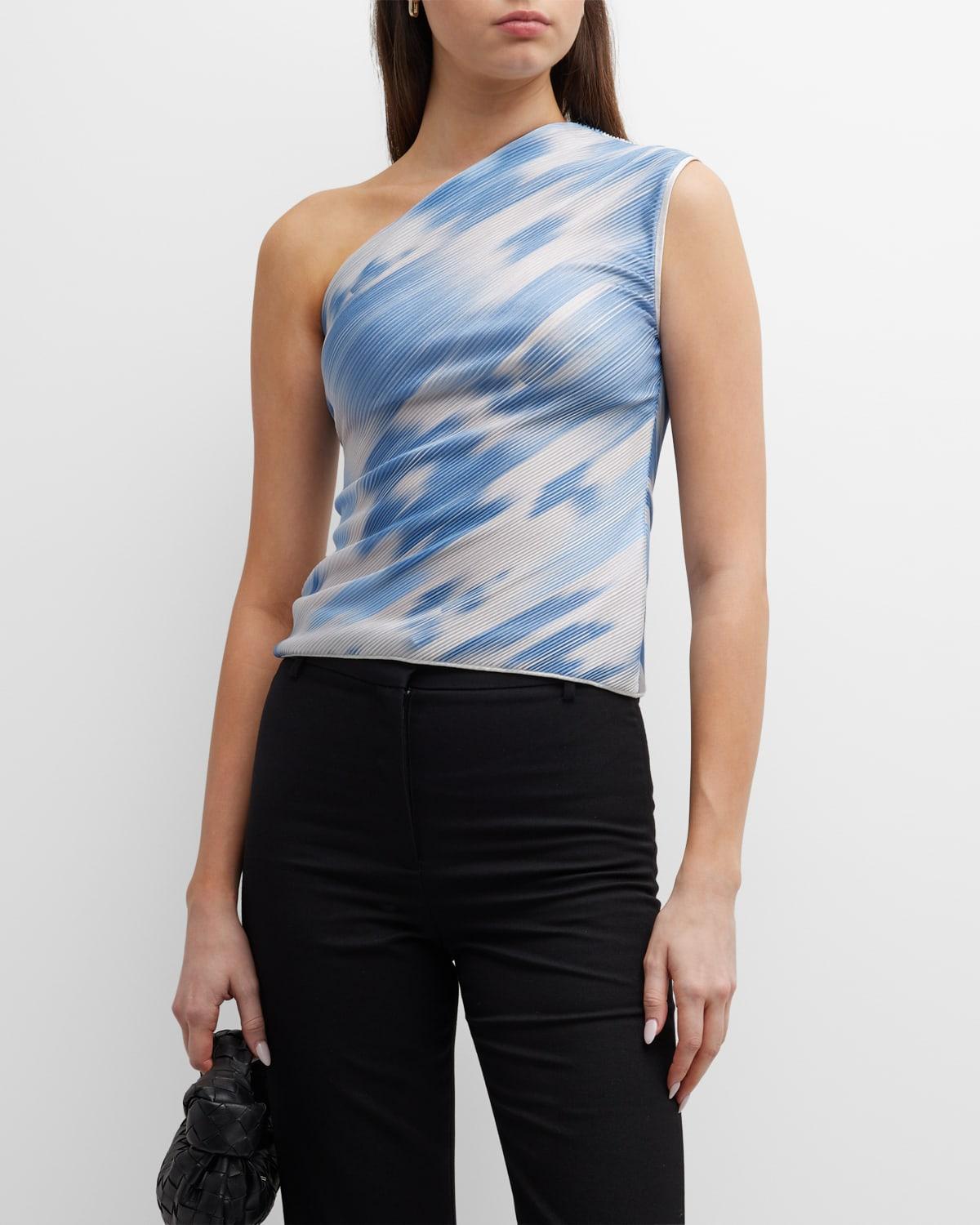 Womens Printed One-Shoulder Blouse Product Image