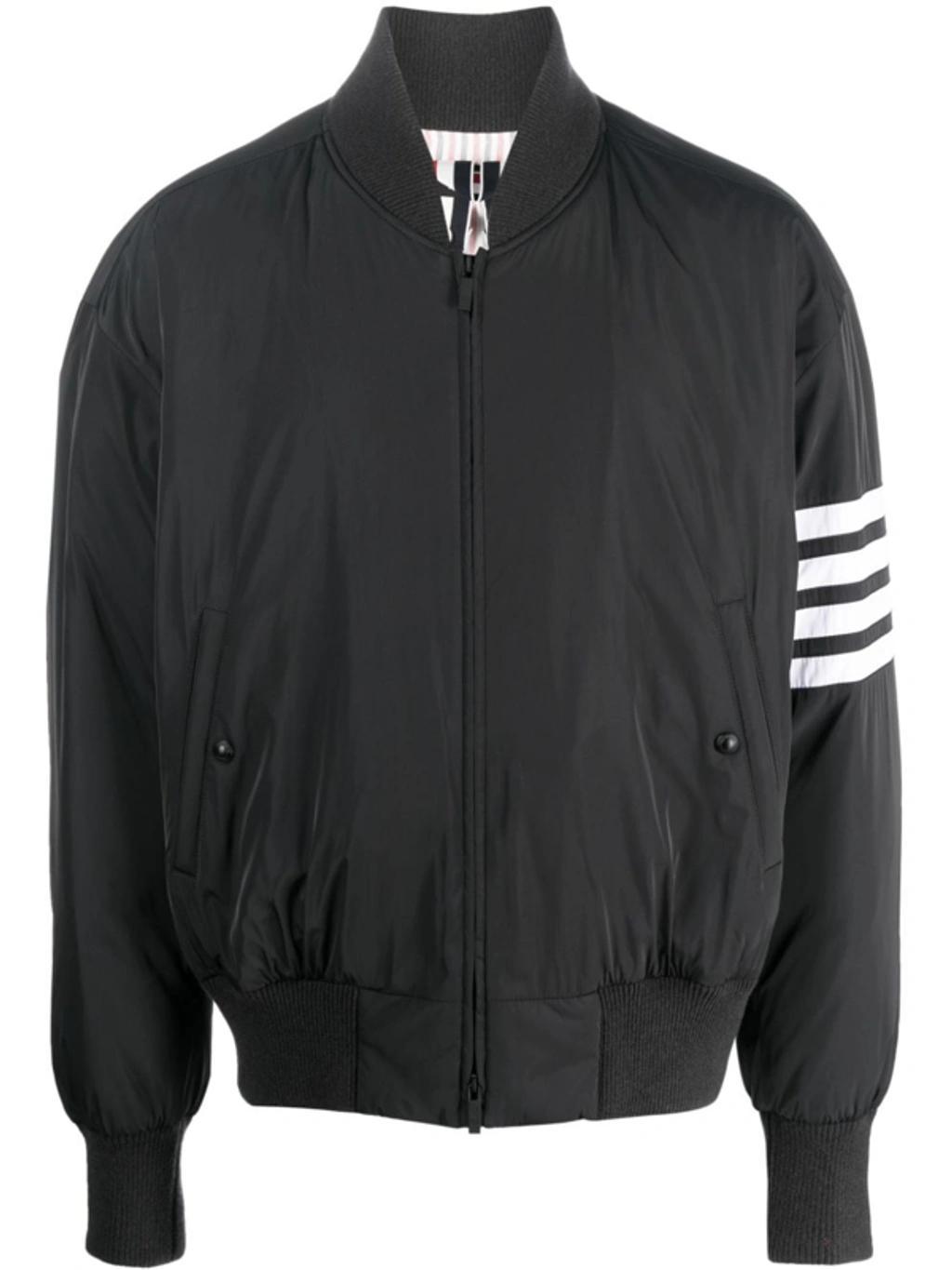 THOM BROWNE 4-bar Stripe Bomber Jacket In Grey Product Image