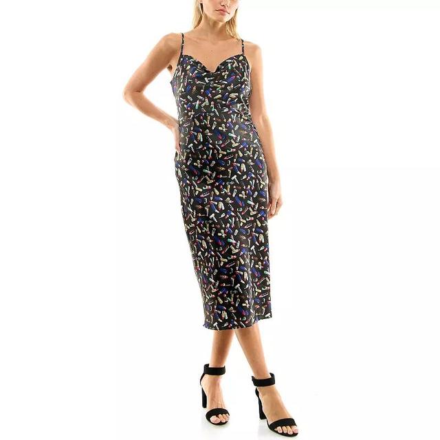 Womens Nicole Miller Printed Cowl Neck Slip Dress Product Image