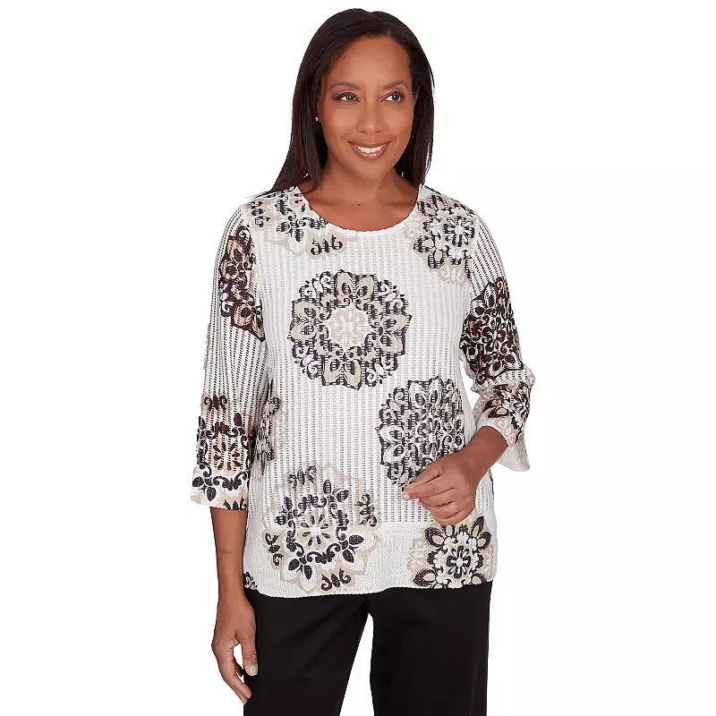 Petite Alfred Dunner Medallion Textured Top, Womens product image