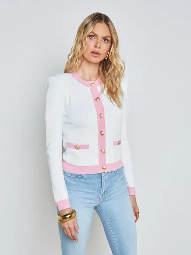 Leon Cardigan In White Cotton Candy Product Image