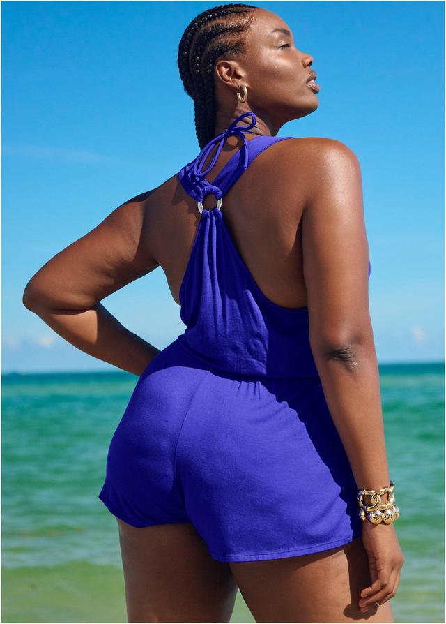 Surplice Romper Cover-Up - Cobalt Blue Product Image