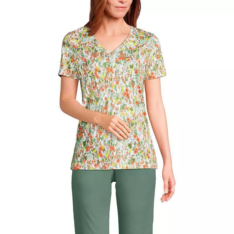 Petite Lands End Relaxed-Fit Supima Cotton V-Neck Tee, Womens Product Image