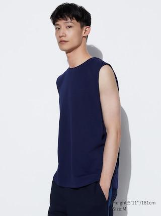 Mens Airism Cotton Sleeveless T-Shirt Navy 3XL UNIQLO US Product Image