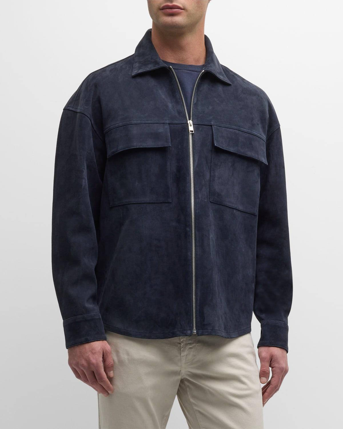 Mens Suede Zip Shirt Product Image