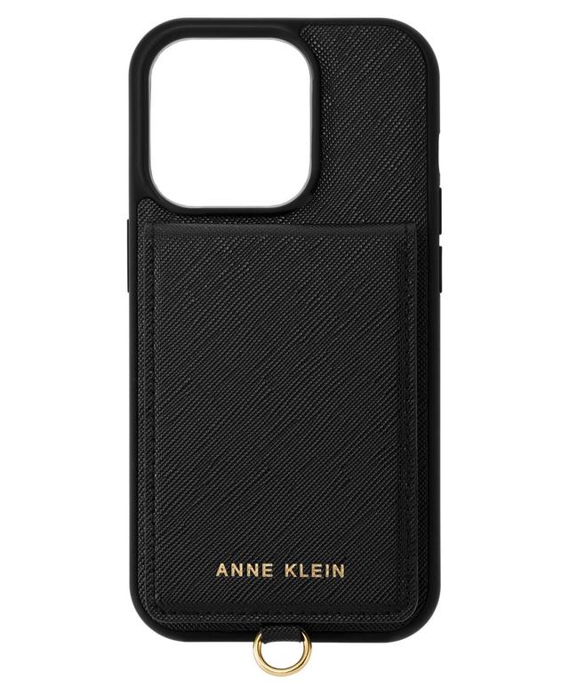 Anne Klein Womens Black Saffiano Leather iPhone 14 Pro Max Case Product Image