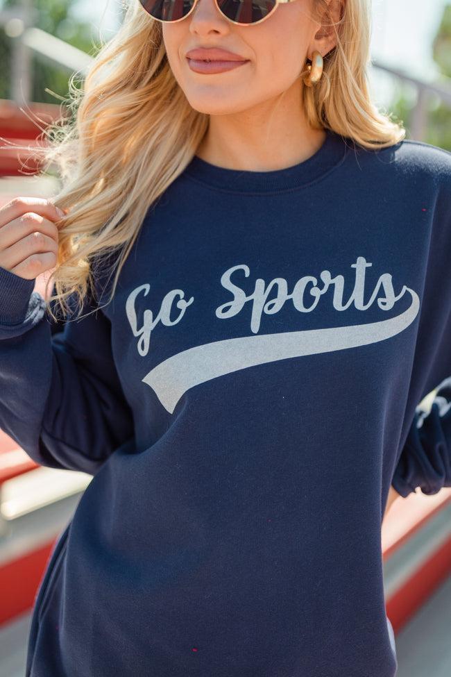 Go Sports Navy Oversized Graphic Sweatshirt Product Image