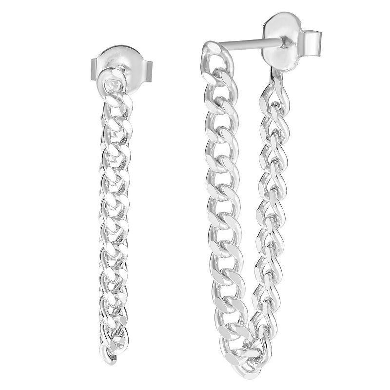 Sunkissed Sterling Curb Chain Drop Earrings, Womens, Silver Product Image