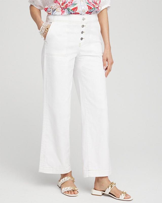 Women's No Stain Pull-On Wide Leg Cropped Pants Product Image