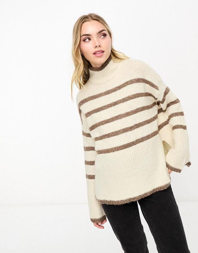 Vero Moda high neck oversized stripe sweater Product Image