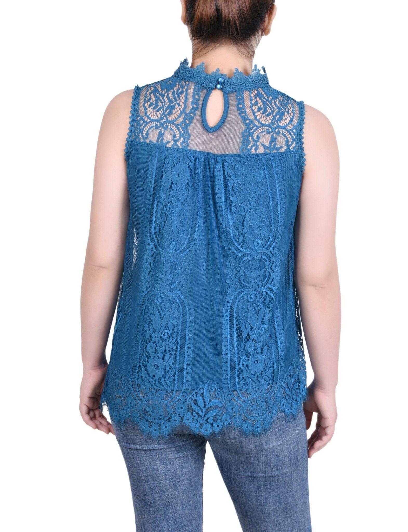 Sleeveless Mock Neck Lace Top - Petite Product Image