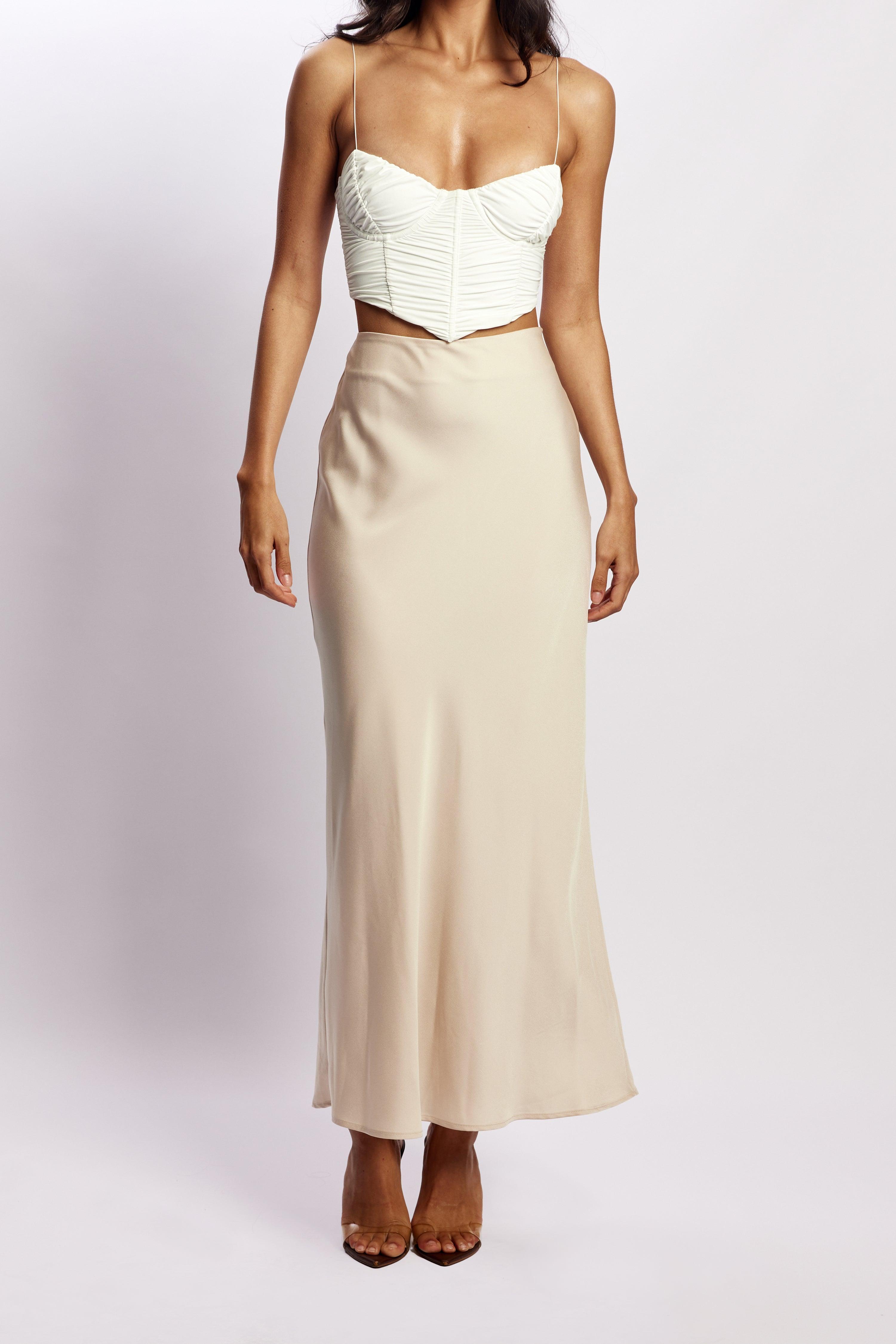 Missy Maxi Satin Skirt - Champagne Product Image