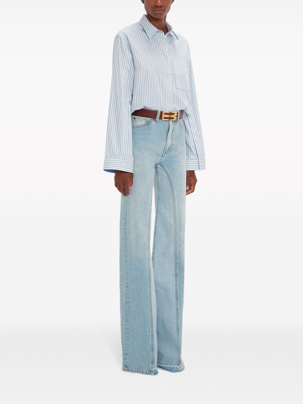 Wide-leg Cotton Jeans In Blue Product Image