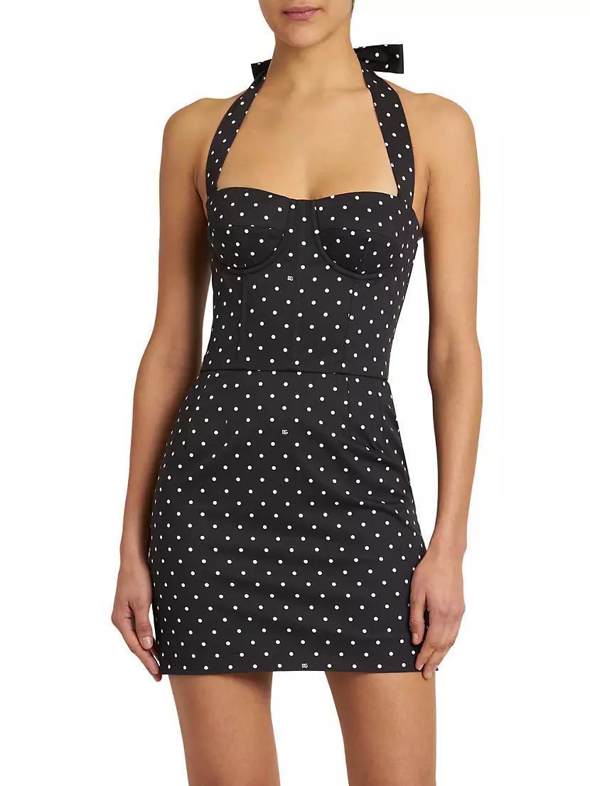 Womens Polka Dot Halter Minidress Product Image