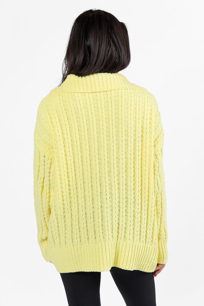 Forever Yours Yellow Cable Knit Chenille Quarter Zip Sweater Product Image