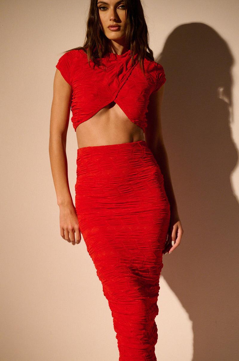 MAYBE NEXT TIME RUCHED TOP IN RED Product Image