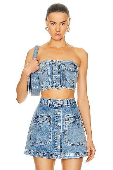 Moschino Jeans Blue Recycled Denim Top Blue. (also in ). Product Image