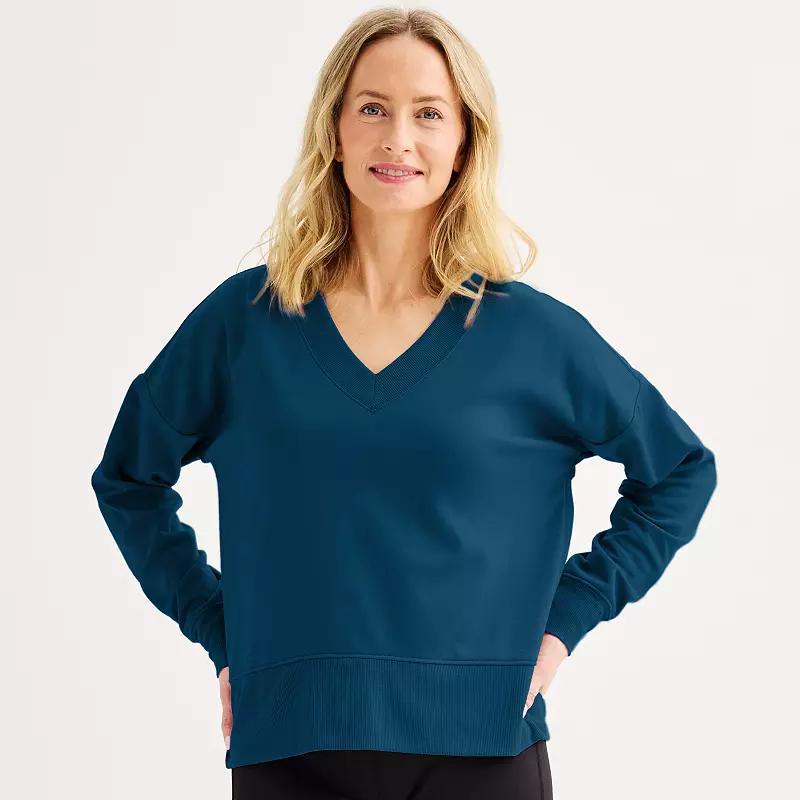 Womens Tek Gear Stretch Fleece V-Neck Pullover Red Wind Product Image