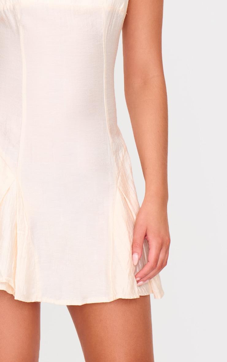 Cream Textured Woven Buckle Detail Shift Dress Product Image