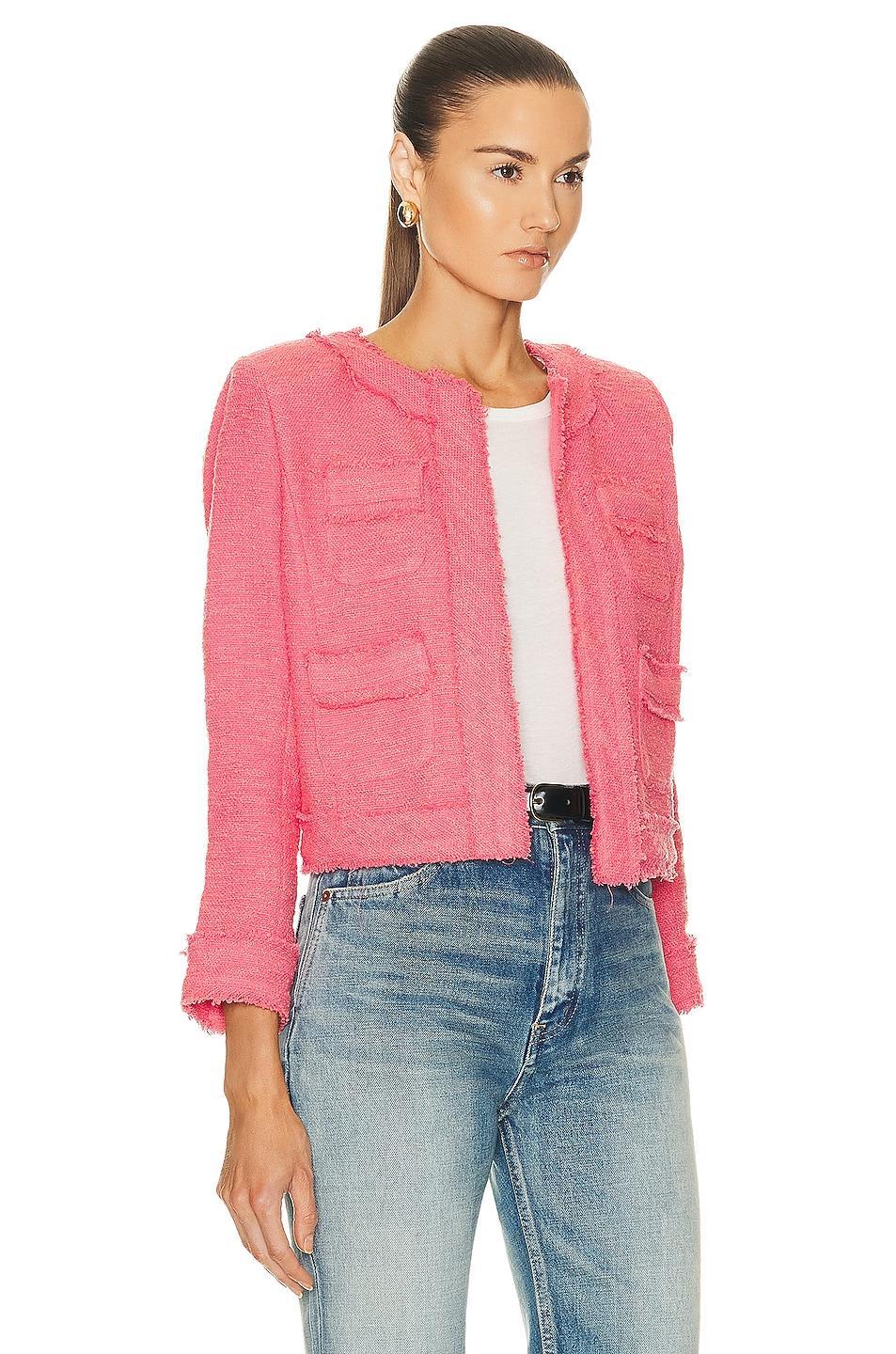 L'AGENCE Keaton Jacket with Fringe Rose. (also in ). Product Image