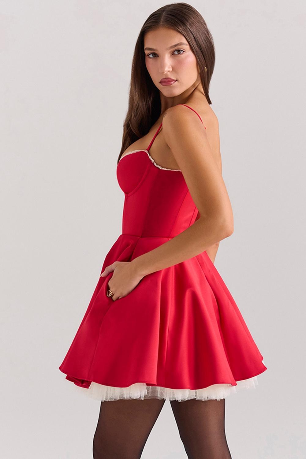 Minimoiselle Holly Red Satin Tulle Mini Dress Product Image