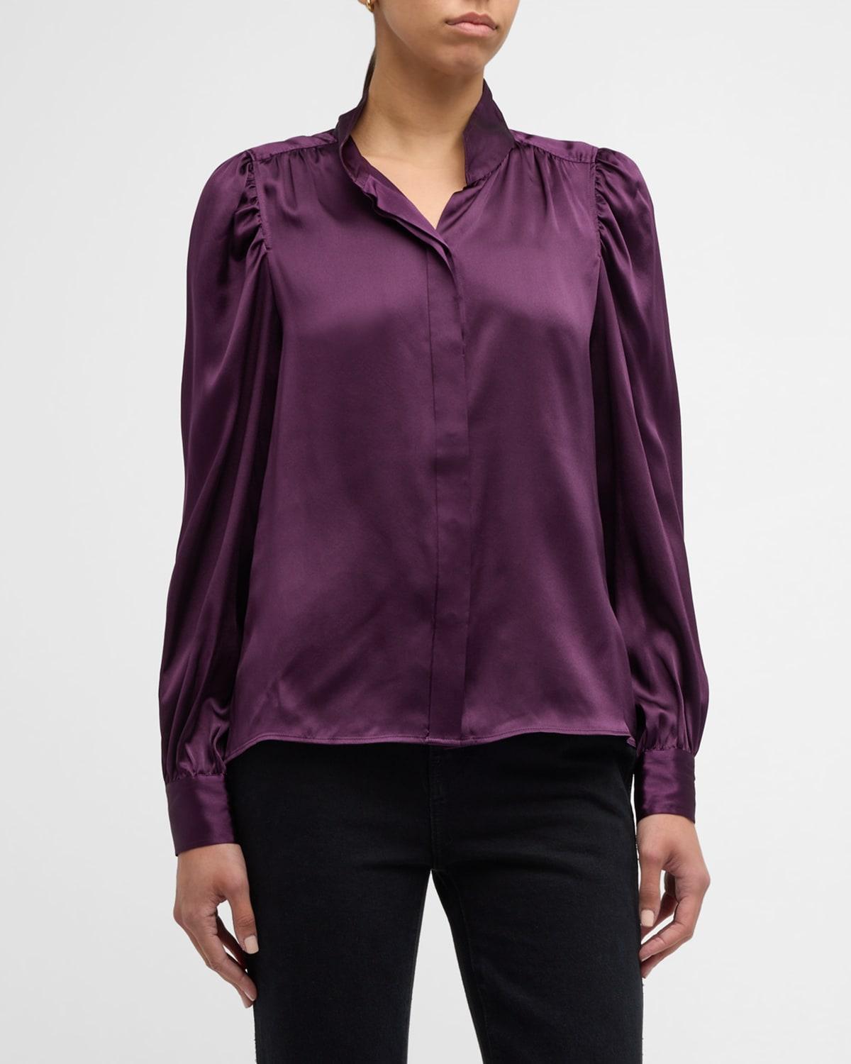 Womens Gillian Silk Puff-Sleeve Blouse Product Image