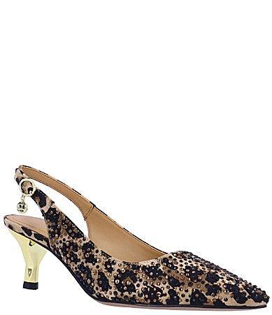 J. Renee Ferryanne Rhinestone Leopard Print Slingback Pumps Product Image