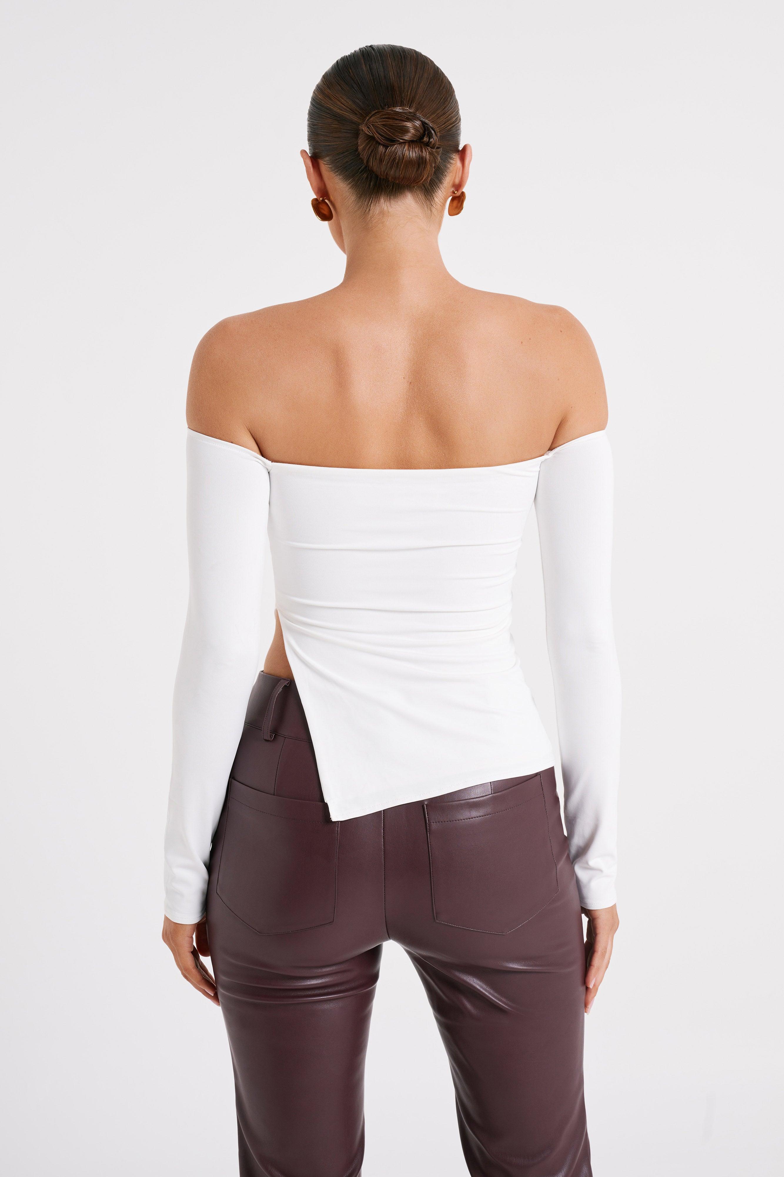 Carmen Recycled Nylon Off Shoulder Top - White Product Image