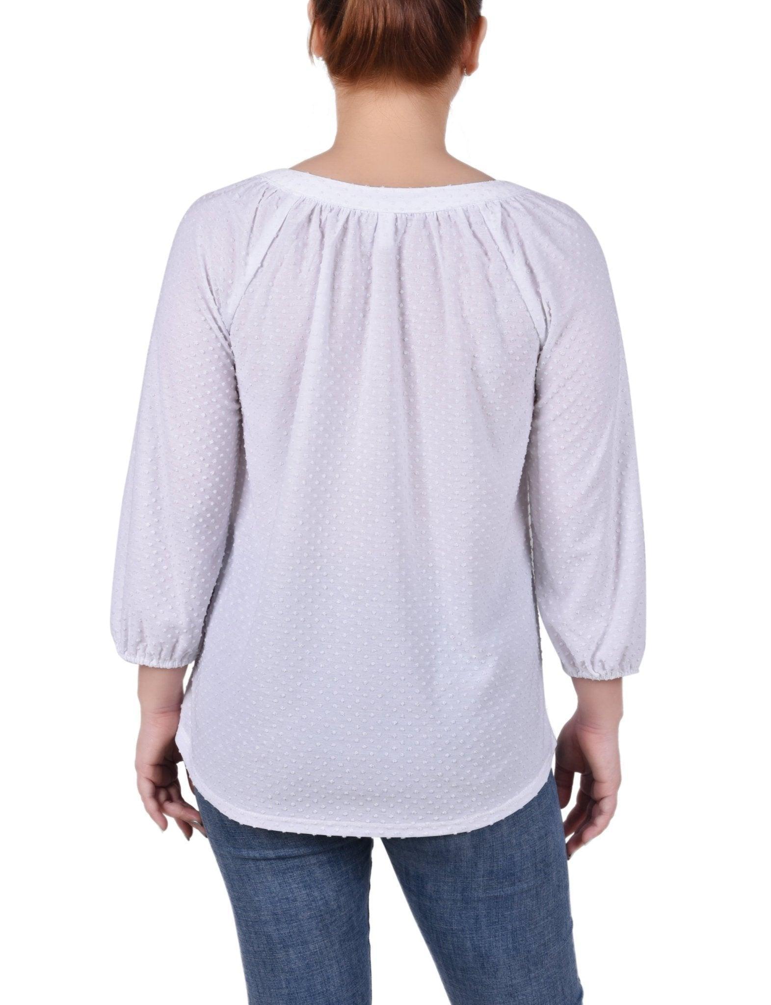 3/4 Length Sleeve Swiss Dot Top - Petite Product Image