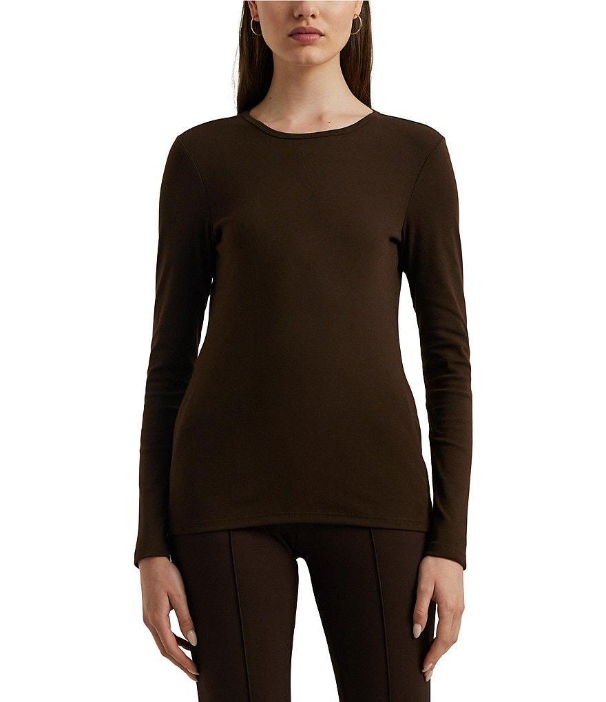 Lauren Ralph Lauren Katharine Soft Knit Crew Neck Long Sleeve Tee Shirt Product Image