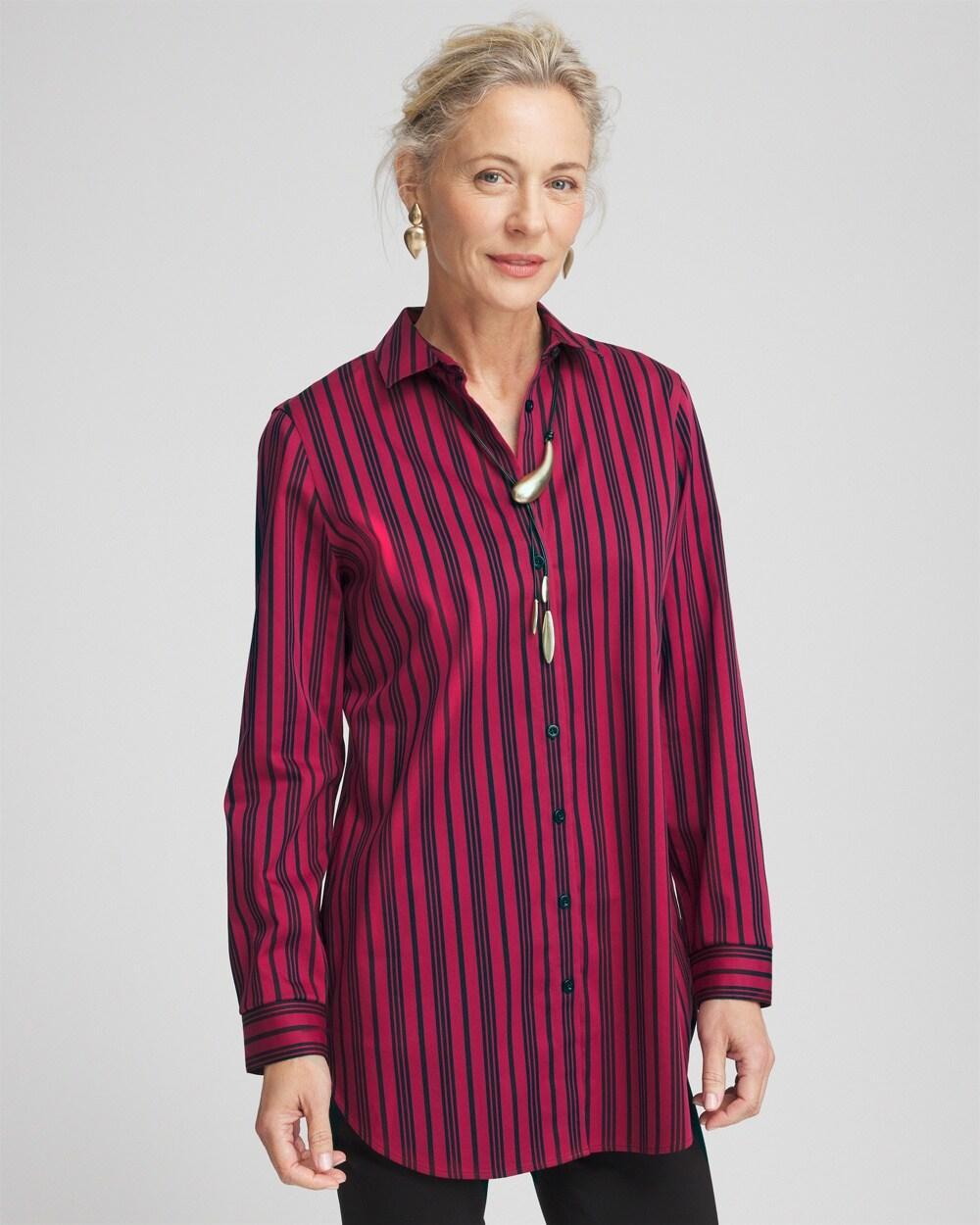 Women's No Iron Stripe Tunic Top Product Image