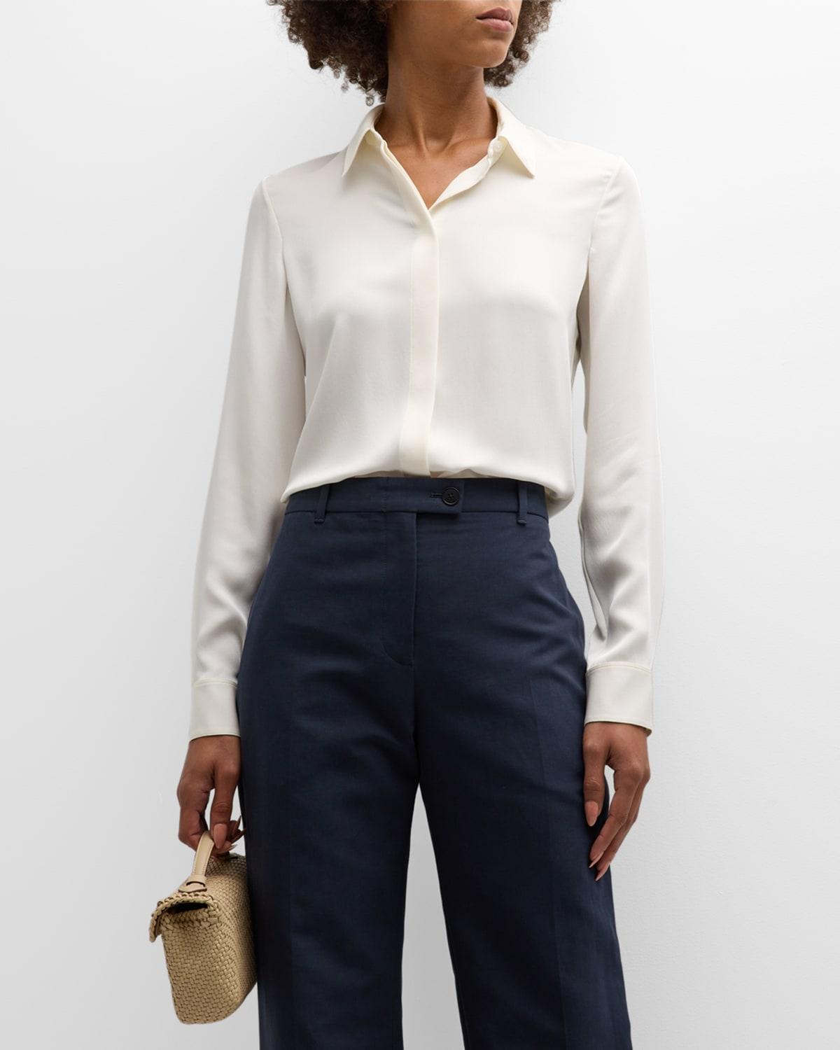 Theory Fitted Shirt in Silk Georgette  female Product Image