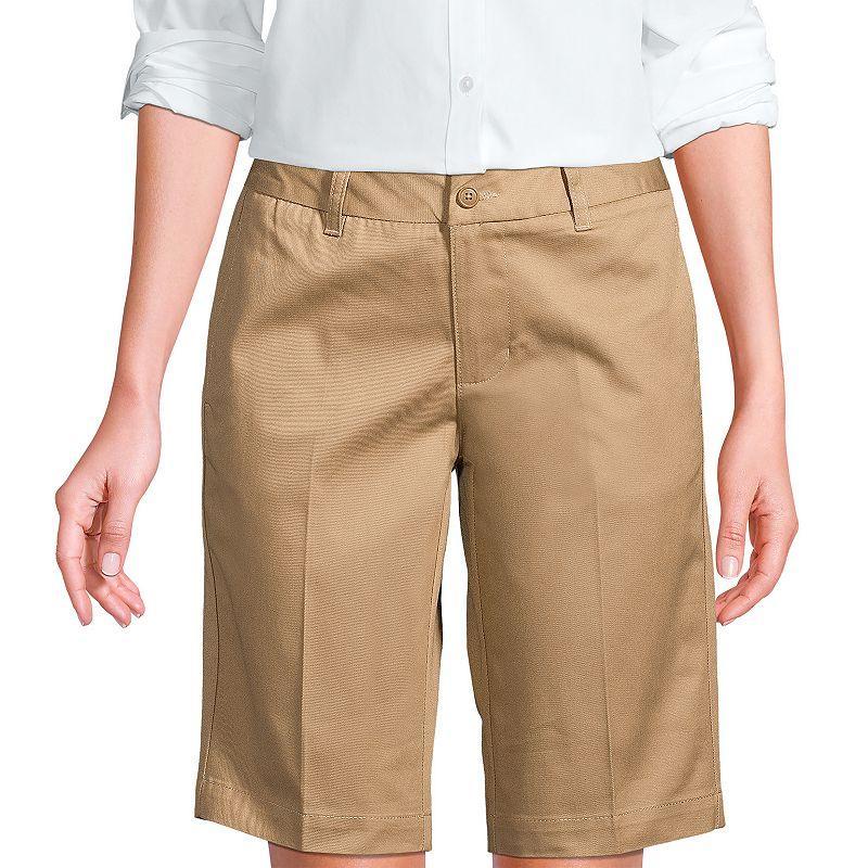 Womens Lands End Front Blend Chino Shorts Grey Product Image