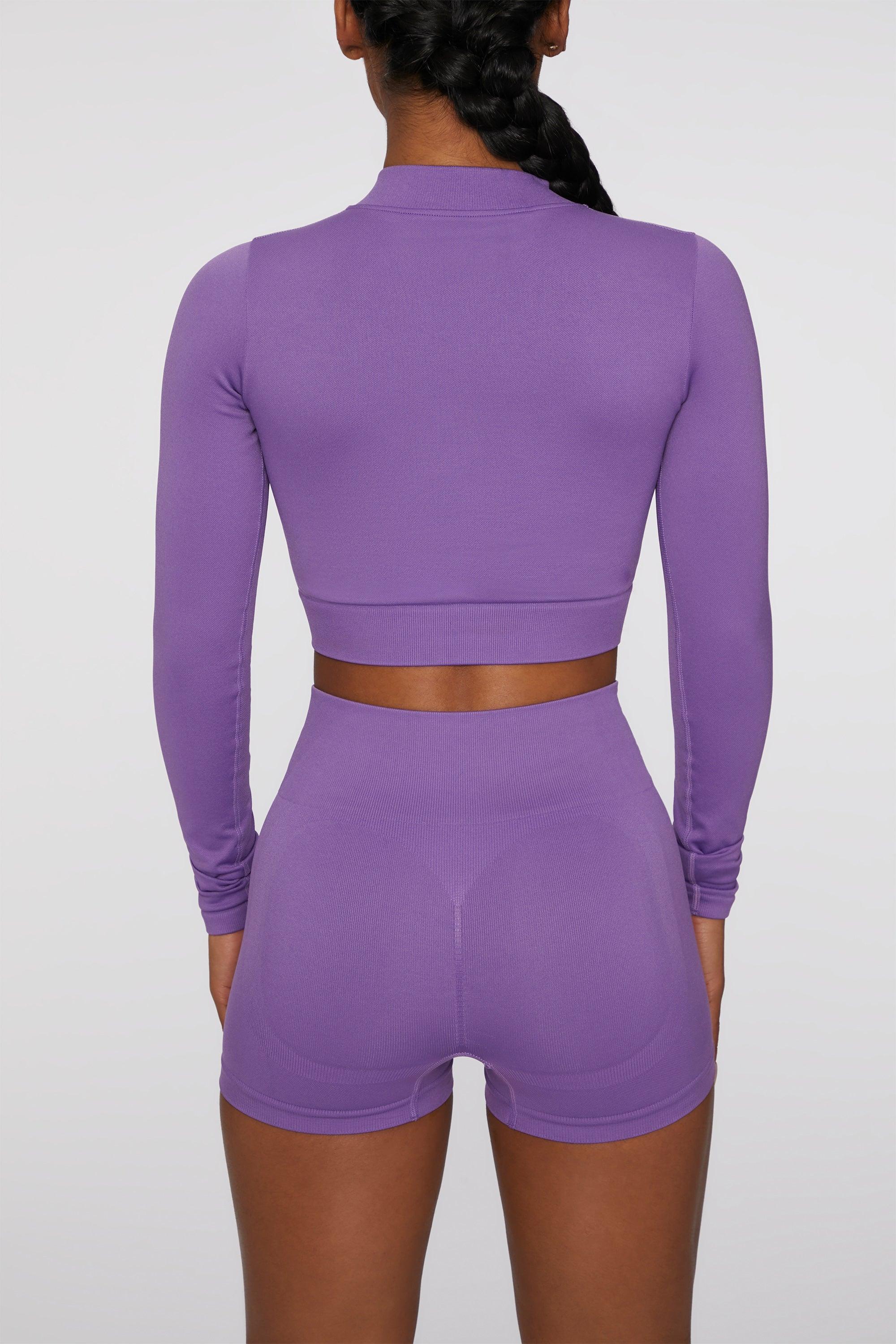 Long Sleeve Crop Top in Purple Female Product Image