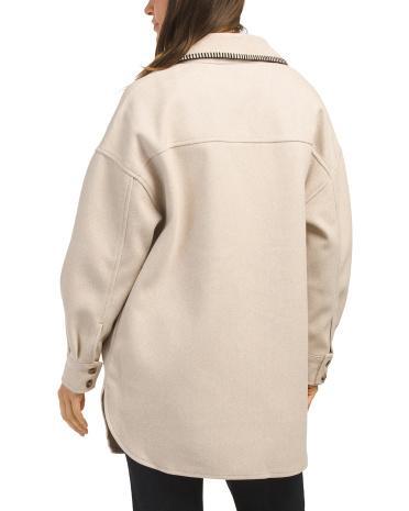 Embroidered Stitch Edge Shacket for Women | Polyester Product Image