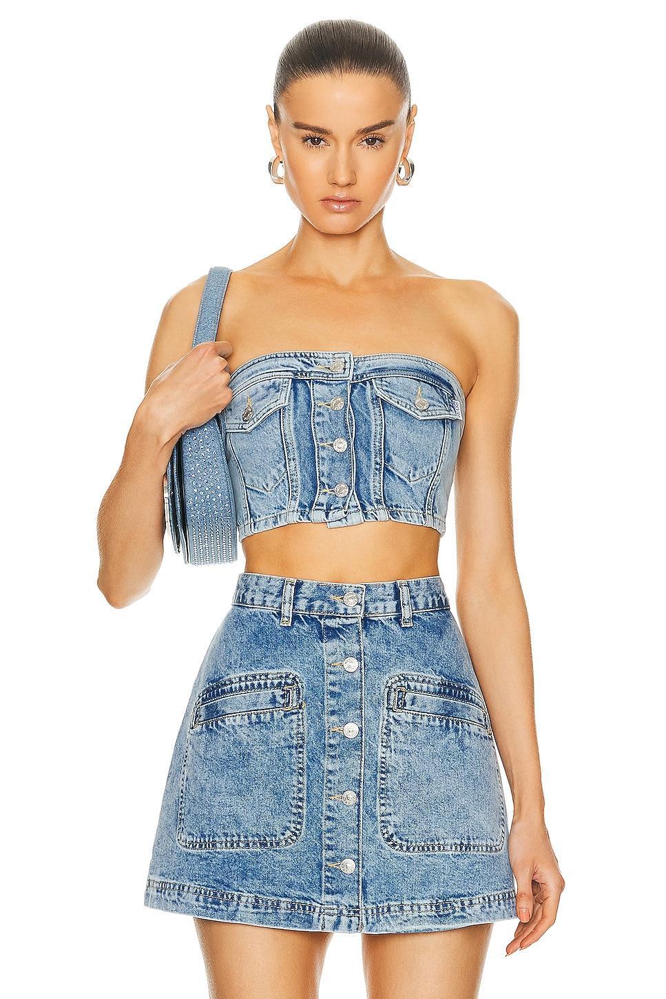 Moschino Jeans Blue Recycled Denim Top Blue. (also in ). Product Image