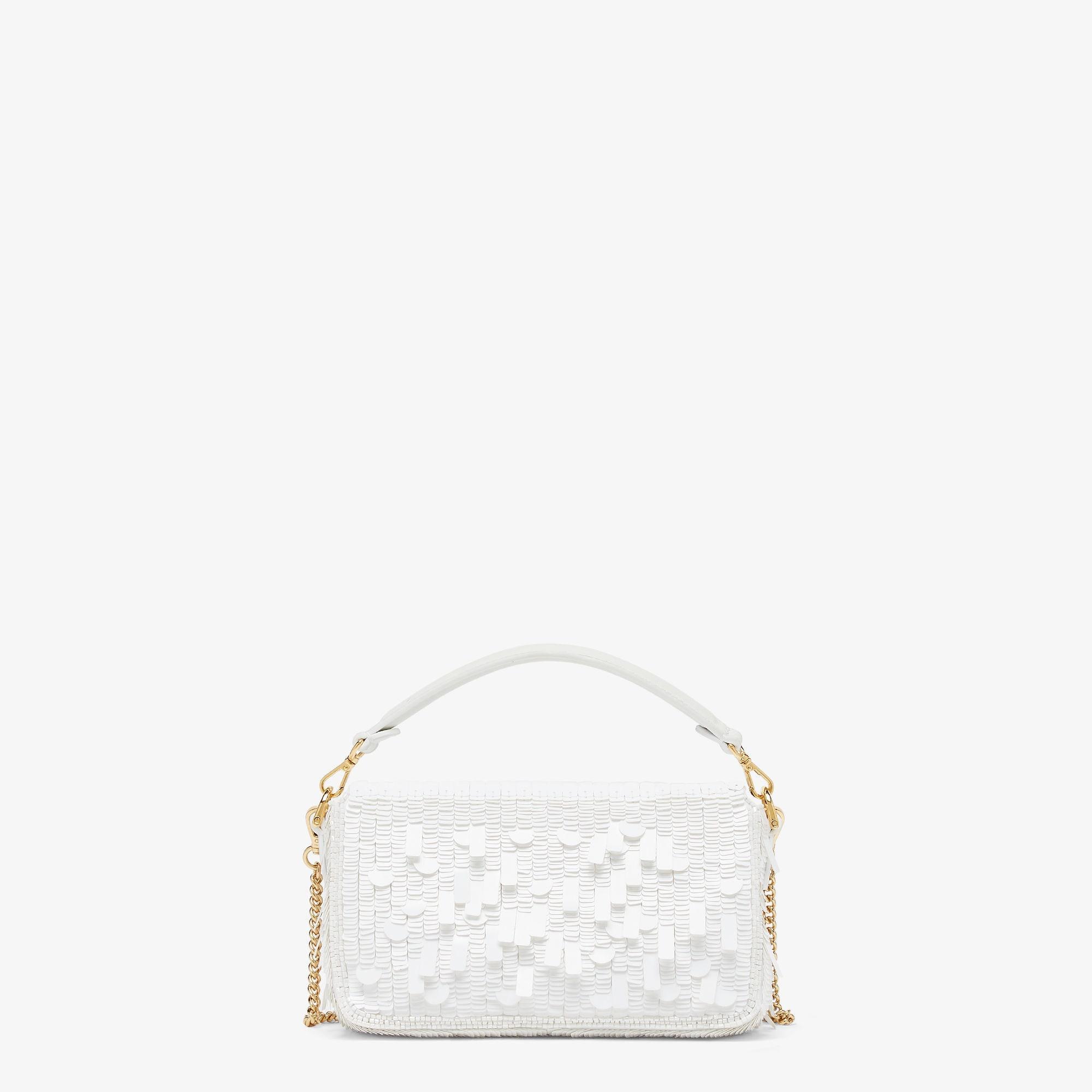 Baguette MiniWhite sequin and leather bag Product Image