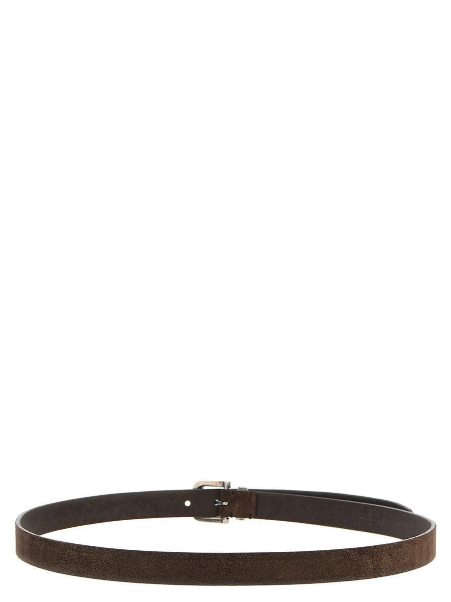 BRUNELLO CUCINELLI Reversed Leather Belt In Brown Product Image