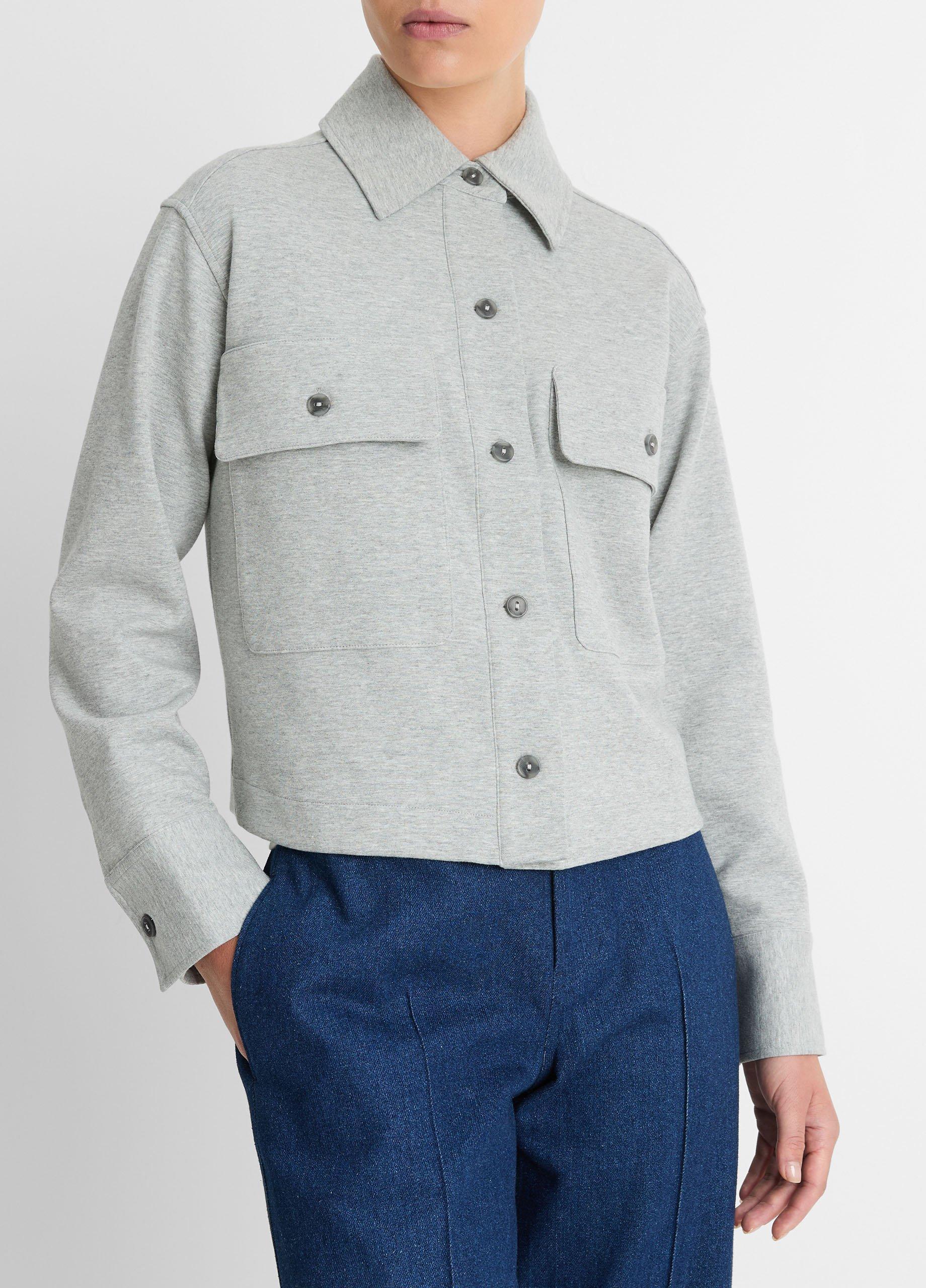 Double-Knit Cotton-Blend Cropped Jacket Product Image