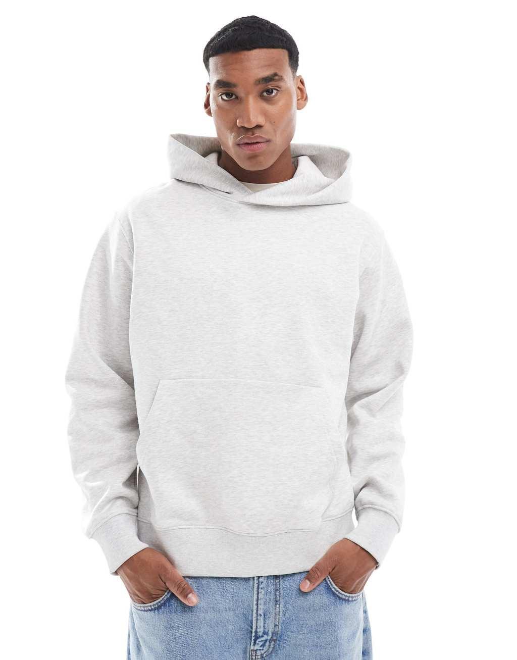 Jack & Jones Premium oversized heavyweight hoodie in light gray heather product image