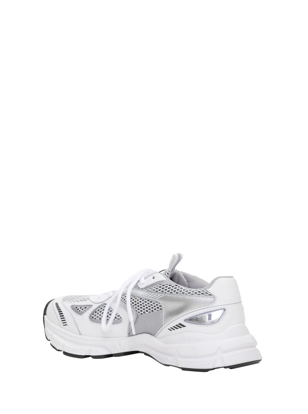 AXEL ARIGATO Marathon Runner Silver And White Sneakers Wth Logo In Leather Blend Man Product Image