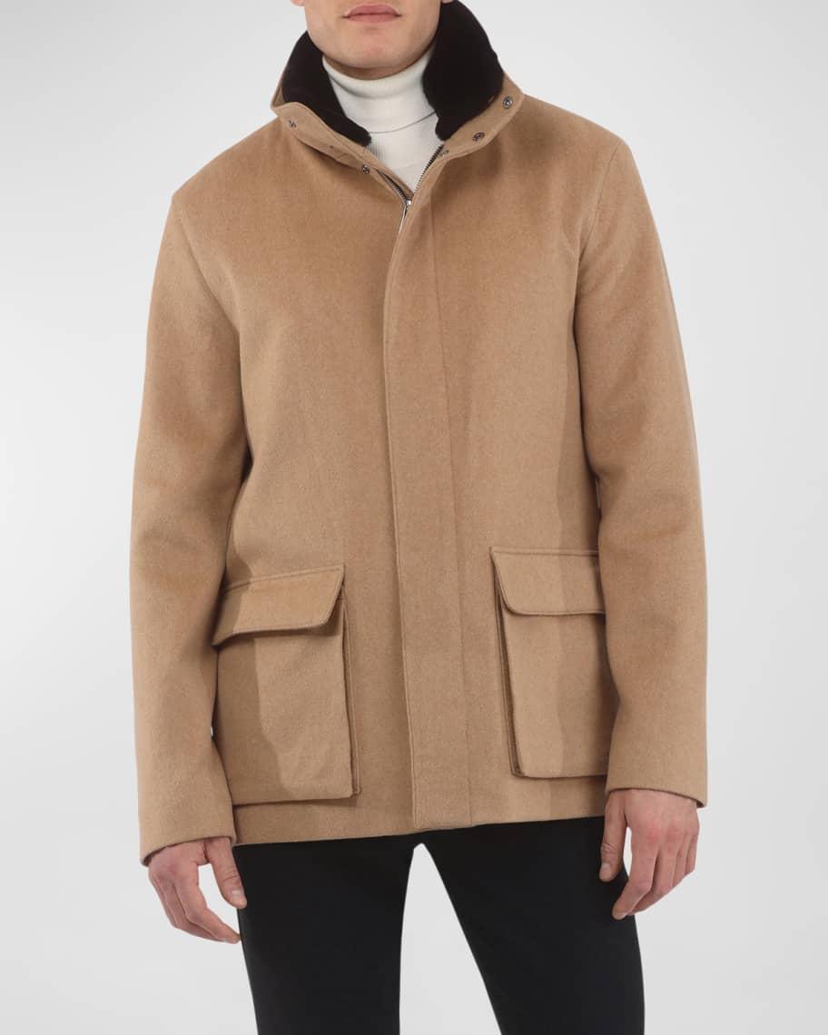 Mens Loro Piana Wool Jacket with Detachable Lamb Shearling Collar Product Image