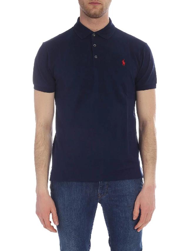 Embroidered Logo Polo Shirt In Blue Product Image